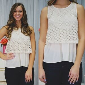 Sheer white / ivory tank top with cute overlay